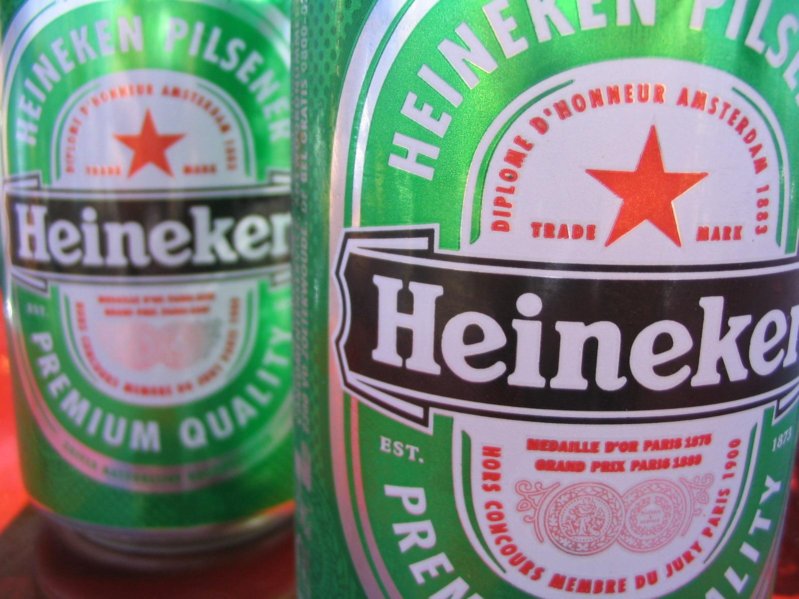 Two cans of Heineken.